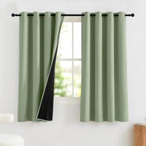 imageNICETOWN Grommet Blackout Curtains for Living Room Bedroom Window Panels Thermal Insulated Soundproof Sliding Door Curtains for Patio Glass Door W52 x L95 Inch 2 Panels Dark MallardOlive