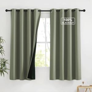 imageNICETOWN Grommet Blackout Curtains for Living Room Bedroom Window Panels Thermal Insulated Soundproof Sliding Door Curtains for Patio Glass Door W52 x L95 Inch 2 Panels Dark MallardDark Mallard