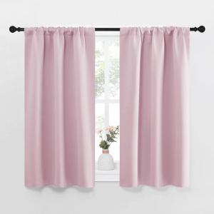 imageNICETOWN Kitchen Curtains Thermal Insulated Curtains ampamp Drapes Small Window Blackout Curtain Panels for Girls Room Lavender Pink 34 in x 45 in W x L 2 Panels