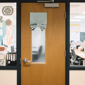 imageNICETOWN Linen Door Curtain 100 Blackout French Door Blinds for Glass Window Fully Light Blocking Privacy Window Drapes Lightweight Tie Up Shade W36 x L69 Natural 1 PanelSage Green