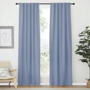 imageNICETOWN Living Room Darkening Curtains  Vintage Blue Color W42 x L70 Set of 2 Home Decor Room Darkening Thermal Insulated Drapery Panels for OfficeSchoolHospital Window