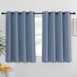 imageNICETOWN Short Blackout Stone Blue Curtain 54 inches Long  Grommet Thermal Window Treatment Solid Drapes Sound Reducing for BedroomHome Office 1 Panel W52 x L54