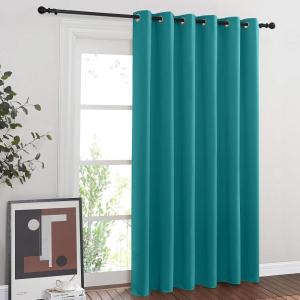 imageNICETOWN Sliding Glass Door Curtains for Window Grommet Wide Thermal Curtain Sound Dampening Window Drape for Living RoomBedroom Peacock Teal W80 x L84 1 Panel