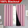 imageNICETOWN 100 Blackout Curtains with Black Liners Thermal Insulated Full Blackout 2Layer Lined Drapes Noise Cancellation Window Draperies for Dining Room Crystal Pink 2 Panels 52quot W by 54quot L