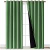 imageNICETOWN 100 Blackout Window Curtain Panels Forest Green 2 PCs 62quot Wide Each Panel Cold and Full Light Blocking Drapes with Black Liner for Nursery 84 inches Drop Thermal Insulated Draperies