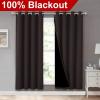 imageNICETOWN 100 Blackout Window Curtain Panels Full Light Blocking Drapes with Black Liner for Nursery 72 inches Drop Thermal Bedroom Drapes and Curtains Brown 2 Pieces 52 inches Wide Per Panel