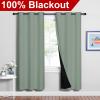 imageNICETOWN 100 Blackout Window Curtain Panels Full Light Blocking Drapes with Black Liner for Nursery 72inch Drop Thermal Insulated Draperies Greyish Green 2 Pieces 42inch Wide Per Panel