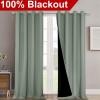 imageNICETOWN 100 Blackout Window Curtain Panels Heat and Full Light Blocking Drapes with Black Liner for Nursery 102quot Drop Thermal Insulated Draperies Greyish Green 2 Pieces 52quot Wide Each Panel
