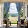 imageNICETOWN 2 Panels RodFree Outdoor Curtains for Patio Waterproof Sticky Top ampamp Back Tab Bottom with Free Rope for Wind Resistance Weatherproof Drapes for GazeboPorch W52 x L84 in Biscotti BeigeStone Blue