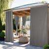 imageNICETOWN 2 Panels RodFree Outdoor Curtains for Patio Waterproof Sticky Top ampamp Back Tab Bottom with Free Rope for Wind Resistance Weatherproof Drapes for GazeboPorch W52 x L84 in Biscotti BeigeLinen Gray