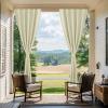 imageNICETOWN 2 Panels RodFree Outdoor Curtains for Patio Waterproof Sticky Top ampamp Back Tab Bottom with Free Rope for Wind Resistance Weatherproof Drapes for GazeboPorch W52 x L84 in Biscotti BeigeLight Beige