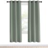 imageNICETOWN Bedroom Curtain Panels Blackout Draperies Greyish Green 1 Pair 34 by 70inch Thermal Insulated Solid Grommet Blackout CurtainsDrapes
