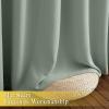 imageNICETOWN Blackout Sage Green Curtain for Windows 84 inch Long  Thermal Insulated Solid Grommet Room Darkening Drape Sound Reducing for BedroomLiving Room 1 Panel W66 x L84