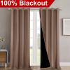 imageNICETOWN Cold Reducing Curtains Complete Blackout Shades for Large Windows 100 Blackout Window Curtain Panels with Black Lined 52 inches Width Each Panel 95 inches Length Cappuccino 2 Pieces