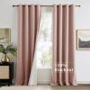imageNICETOWN Full Blackout Dusty Pink Velvet Curtains 8 Feet Long for Bedroom Elegant Grommet Drapes Thermal Insulated Energy Saving Soundproof Room Darkening Window Treatment for Living Room 52 WDusty Pink
