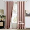 imageNICETOWN Full Blackout Dusty Pink Velvet Curtains 8 Feet Long for Bedroom Elegant Grommet Drapes Thermal Insulated Energy Saving Soundproof Room Darkening Window Treatment for Living Room 52 WDusty Pink