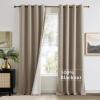 imageNICETOWN Full Blackout Dusty Pink Velvet Curtains 8 Feet Long for Bedroom Elegant Grommet Drapes Thermal Insulated Energy Saving Soundproof Room Darkening Window Treatment for Living Room 52 WKhaki