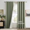 imageNICETOWN Full Blackout Dusty Pink Velvet Curtains 8 Feet Long for Bedroom Elegant Grommet Drapes Thermal Insulated Energy Saving Soundproof Room Darkening Window Treatment for Living Room 52 WDark Green