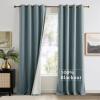 imageNICETOWN Full Blackout Dusty Pink Velvet Curtains 8 Feet Long for Bedroom Elegant Grommet Drapes Thermal Insulated Energy Saving Soundproof Room Darkening Window Treatment for Living Room 52 WStone Blue