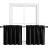 imageNICETOWN Half Window Curtains  Thermal Insulated Rod Pocket Blackout Curtain Tiers for Kids Nursery Kitchen Dining Bathroom Laundry 34 inch Wide x 36 inch Long Greyish White 1 PairBlack