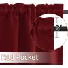 imageNICETOWN Half Window Curtains  Thermal Insulated Rod Pocket Blackout Curtain Tiers for Kids Nursery Kitchen Dining Bathroom Laundry 34 inch Wide x 36 inch Long Greyish White 1 PairBurgundy Red