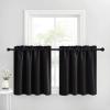 imageNICETOWN Half Window Curtains  Thermal Insulated Rod Pocket Blackout Curtain Tiers for Kids Nursery Kitchen Dining Bathroom Laundry 34 inch Wide x 36 inch Long Greyish White 1 PairBlack