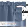 imageNICETOWN Half Window Curtains  Thermal Insulated Rod Pocket Blackout Curtain Tiers for Kids Nursery Kitchen Dining Bathroom Laundry 34 inch Wide x 36 inch Long Greyish White 1 PairStone Blue