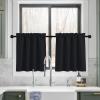 imageNICETOWN Half Window Curtains  Thermal Insulated Rod Pocket Blackout Curtain Tiers for Kids Nursery Kitchen Dining Bathroom Laundry 34 inch Wide x 36 inch Long Greyish White 1 PairBlack