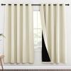 imageNICETOWN Living Room Completely Shaded Draperies Privacy Protection ampamp Noise Reducing Ring Top Drapes Black Lined Insulated Window Treatment Curtain Panels Beige 2 Pieces W70 x L72