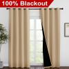 imageNICETOWN Living Room Completely Shaded Draperies Privacy Protection ampamp Noise Reducing Ring Top Drapes Black Lined Insulated Window Treatment Curtain PanelsBiscotti Beige 2 Pieces W55 x L86