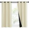 imageNICETOWN Living Room Completely Shaded Draperies Privacy Protection ampamp Noise Reducing Ring Top Drapes Black Lined Insulated Window Treatment Curtain Panels Beige 2 Pieces W37 x L40