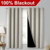 imageNICETOWN Natural 100 Blackout Lined Curtains 2 Thick Layers Completely Blackout Window Treatment Thermal Insulated Drapes for KitchenBedroom 1 Pair 52 inches Width x 63 inches Length Each Panel