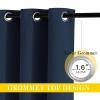 imageNICETOWN Navy Blue Blackout Room Divider Curtains 144 inch Length Grommet Energy Saving Thermal Drapes Sound Reducing Window Treatments for Living Room 1 Panel W80 x L144