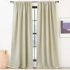 imageNICETOWN Room Darkening Living Room Curtains 96 inches Long Pinch Pleated Curtains Faux Linen Blend Light Blocking Noise Canceling Drapes for Bedroom Linen Beige W52 x L96 2 Panels