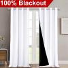 imageNICETOWN Room Warming Full Shading Curtains for Windows Super HeavyDuty Black Lined Blackout Curtains for Bedroom Privacy Assured Window Treatment White Pack of 2 52 inches W x 95 inches L