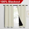 imageNICETOWN Warm Curtains for Winter Bedroom Full Blackout Curtain Panels Great Job for Blocking Light Complete Blackout Draperies with Black Liner for Night Shift Beige Set of 2 42 by 54inch