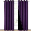 imageNICETOWN 100 Blackout Curtains with Black Liner Backing Thermal Insulated Curtains for Living Room Noise Reducing Drapes Royal Purple 52 inches Wide x 84 inches Long Per Panel Set of 2 Panels