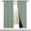 imageNICETOWN 100 Blackout Window Curtain Panels Full Light Blocking Drapes with Black Liner for Nursery 72inch Drop Thermal Insulated Draperies Greyish Green 2 Pieces 42inch Wide Per Panel