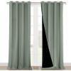 imageNICETOWN 100 Blackout Window Curtain Panels Heat and Full Light Blocking Drapes with Black Liner for Nursery 102quot Drop Thermal Insulated Draperies Greyish Green 2 Pieces 52quot Wide Each Panel