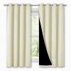 imageNICETOWN Cold Blocking Curtains Bedroom Full Blackout Panels Super Thick Insulated Window Covers Complete Blackout Draperies with Black Liner for Short Window Beige Set of 2 52 by 63inch
