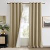 imageNICETOWN Full Blackout Dusty Pink Velvet Curtains 8 Feet Long for Bedroom Elegant Grommet Drapes Thermal Insulated Energy Saving Soundproof Room Darkening Window Treatment for Living Room 52 WBeige