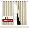 imageNICETOWN Living Room Completely Shaded Draperies Privacy Protection ampamp Noise Reducing Ring Top Drapes Black Lined Insulated Window Treatment Curtain Panels Beige 2 Pieces W70 x L72