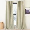 imageNICETOWN Room Darkening Living Room Curtains 96 inches Long Pinch Pleated Curtains Faux Linen Blend Light Blocking Noise Canceling Drapes for Bedroom Linen Beige W52 x L96 2 Panels