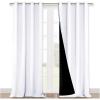 imageNICETOWN Room Warming Full Shading Curtains for Windows Super HeavyDuty Black Lined Blackout Curtains for Bedroom Privacy Assured Window Treatment White Pack of 2 52 inches W x 95 inches L