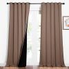 imageNICETOWN Warm Curtains for Winter Complete Blackout Shades for Large Window Door 100 Blackout Curtain Panels with Black Lined 62 inches Width Each Panel 95 inches Length Cappuccino 2 Pieces
