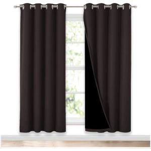 imageNICETOWN 100 Blackout Window Curtain Panels Full Light Blocking Drapes with Black Liner for Nursery 72 inches Drop Thermal Bedroom Drapes and Curtains Brown 2 Pieces 52 inches Wide Per Panel