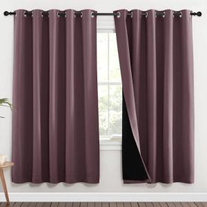 imageNICETOWN 100 Blackout Window Curtain Panels Full Light Blocking Drapes with Black Liner for Nursery 72inch Drop Thermal Insulated Draperies Dry Rose 2 Pieces 70inch Wide Per Panel