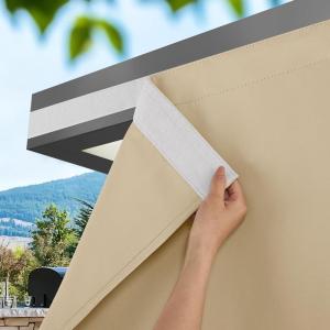 imageNICETOWN 2 Panels RodFree Outdoor Curtains for Patio Waterproof Sticky Top ampamp Back Tab Bottom with Free Rope for Wind Resistance Weatherproof Drapes for GazeboPorch W52 x L84 in Biscotti BeigeBiscotti Beige