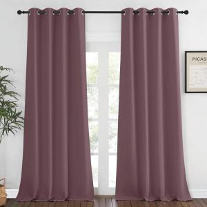imageNICETOWN Bedroom Curtain Room Darkening Drapery 102 inches Length  Home Fashion Thermal Insulated Grommet Room Darkening Curtain for Living Room Dry Rose 1 Panel 52 x 102 inches