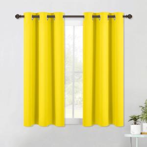 imageNICETOWN Bedroom Curtains Blackout Drapery Panels 2 Panels 42 x 54 Inch Bright Yellow Three Pass Microfiber Thermal Insulated Solid Ring Top Blackout Window CurtainsDrapes